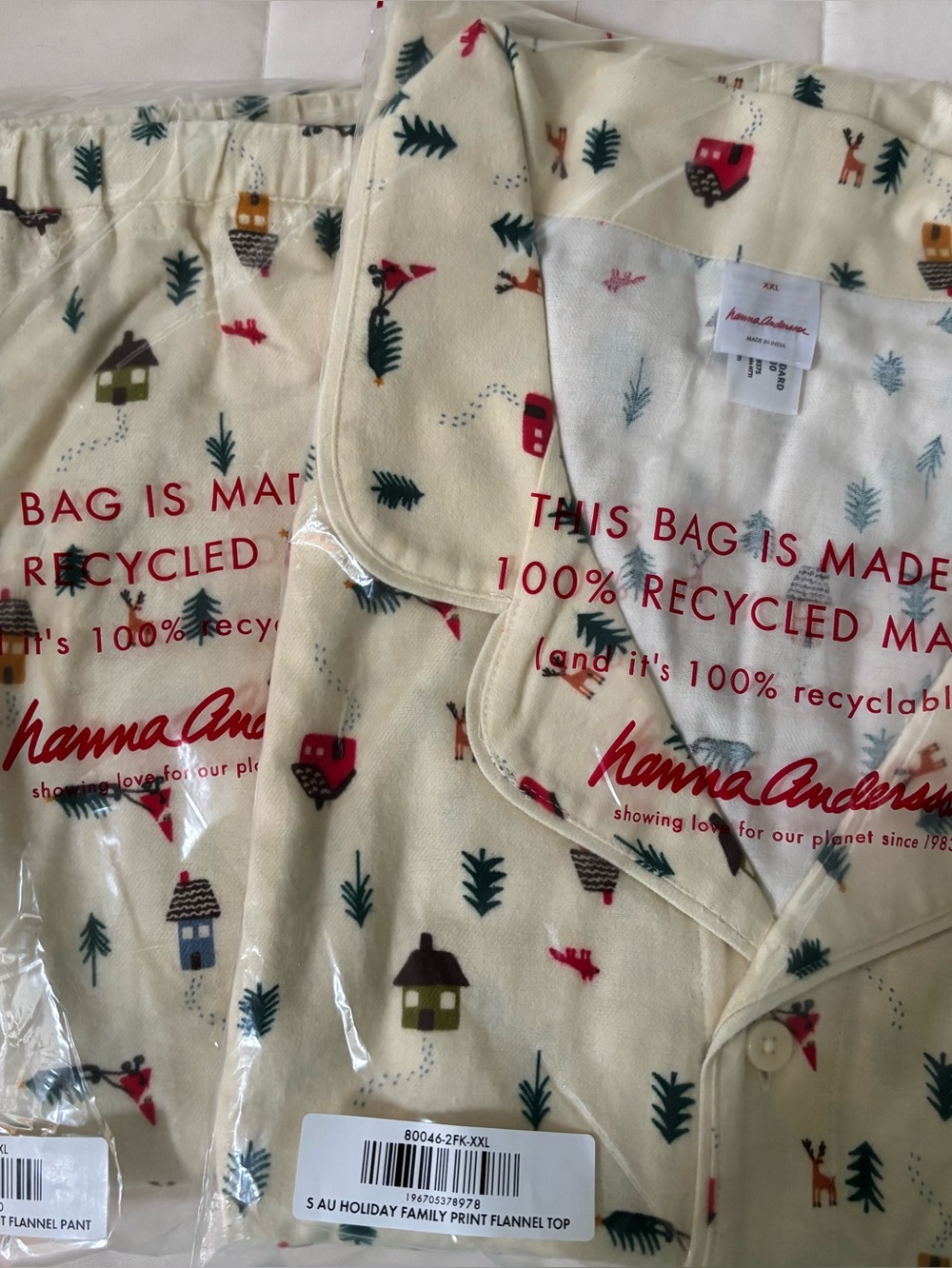 Hanna Andersson flannel pajama set, xxl adult size